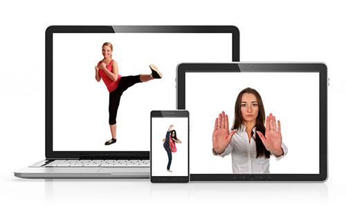 Cours de defense pour femme sur tablette, Internet et DVD